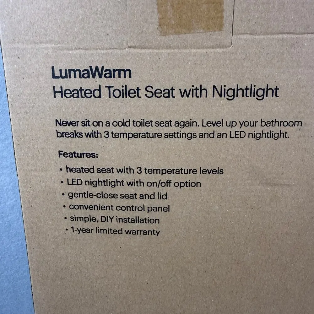 NEW Brondell LumaWarm L60-EW heated nightlight toilet seat - elongated white
